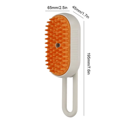 TEC010 - Pet Steam Brush: USB Rechargeable, 3-in-1 Grooming for Short & Long Hair