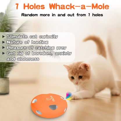 INKZOO Cat Toys, Interactive Cat Toys for Indoor Cats, Smart Interactive Kitten Toy, Automatic 7 Holes Mice Whack-A-Mole