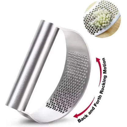 Durable metal garlic press for cooking