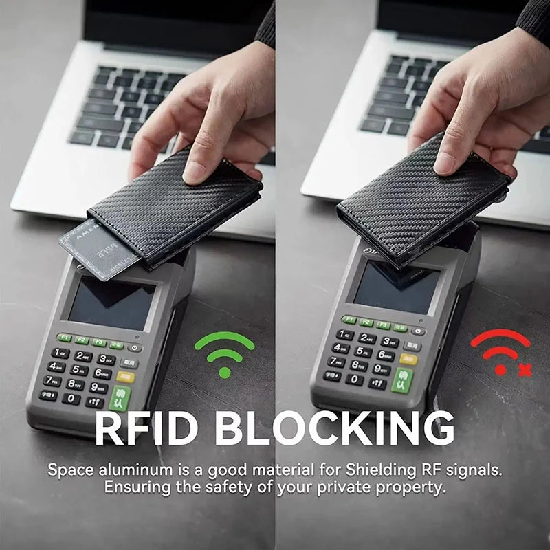 RFID wallet carbon fiber texture