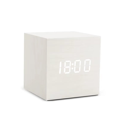 Alarm Clock LED Digital Wooden USB/AAA Powered Table Watch With Temperature Humidity Voice Control Snooze Electronic Desk Clocks