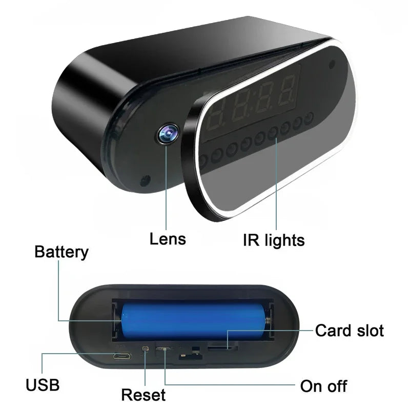 Hidden camera clock night vision