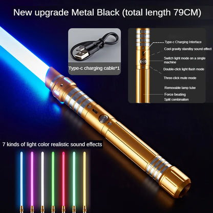 Lightsaber Metal Laser Sword Toys RGB Light Saber 7 Color Change Kids Soundfonts Force FX FOC Blaster Toys Jedi Laser Sword Gift