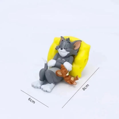 Cartoon Decoration Tom Cat Jerry Mouse Cat Ornament Cute Desk Decorations Adorable Figurines Toy Figures Car Home Decoration