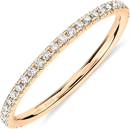 BIJ003 - Chic and Sparkling: 14K Gold Plated Sterling Silver Eternity Ring Stack for Women