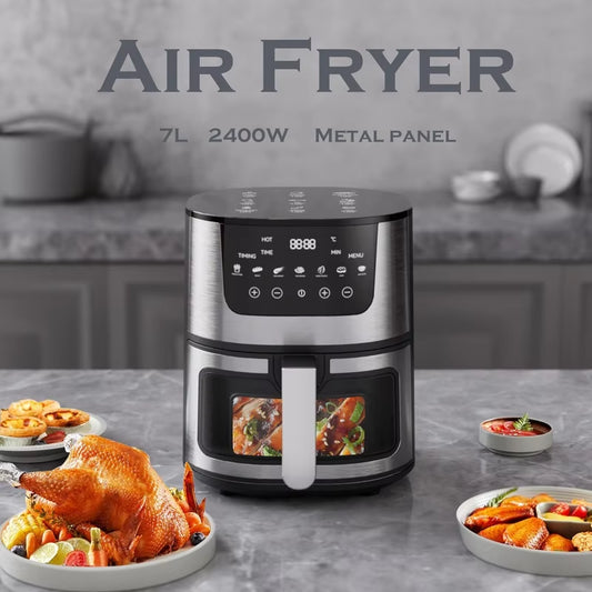 HOM00 - 7L Smart Electric Air Fryer 360°Baking Paper without Oil Visible Window Hot Convection Oven Household Kitchen Deep Air Fryers