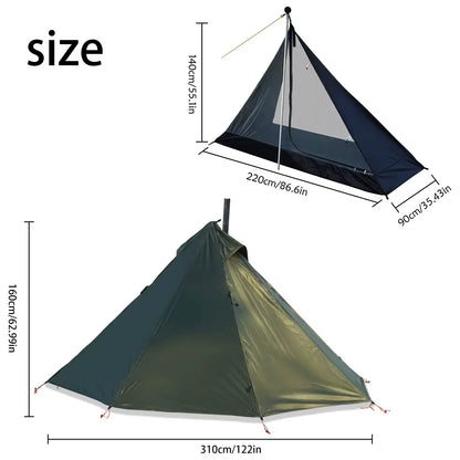 Camping Hot Tent with Chimney Window Outdoor Ultralight Tipi Teepee Tent Pyramid Double Layer Bushcraft 1 Person Tents Hot Tent