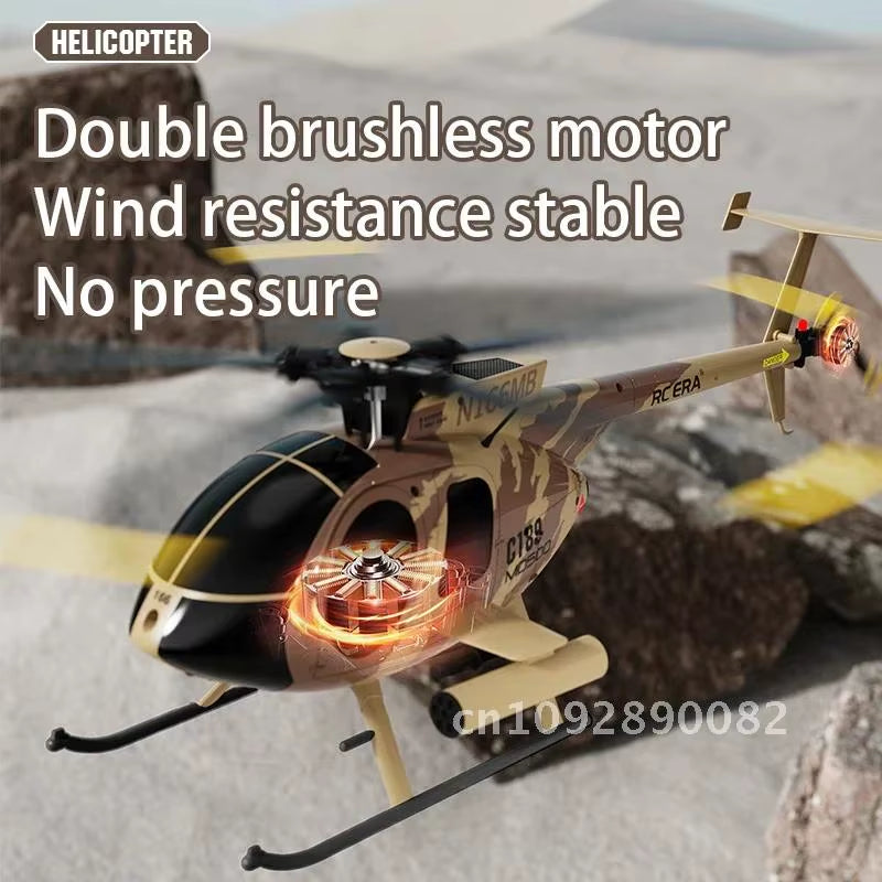 1:28 C189 RC Helicopter MD500 Brushless Motor Dual-motor 6-Axis Control Aircraft Takeoff/landing Toy One-click Model Gyro Remote