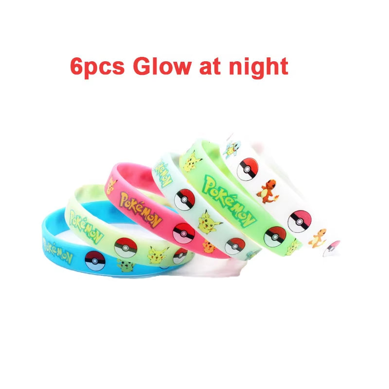 Pokemon Pikachu Figures Glow Silicone Bracelet Anime Toys Wristband Bracelets Cosplay Accessoires Boys Girl Birthday Party Gift