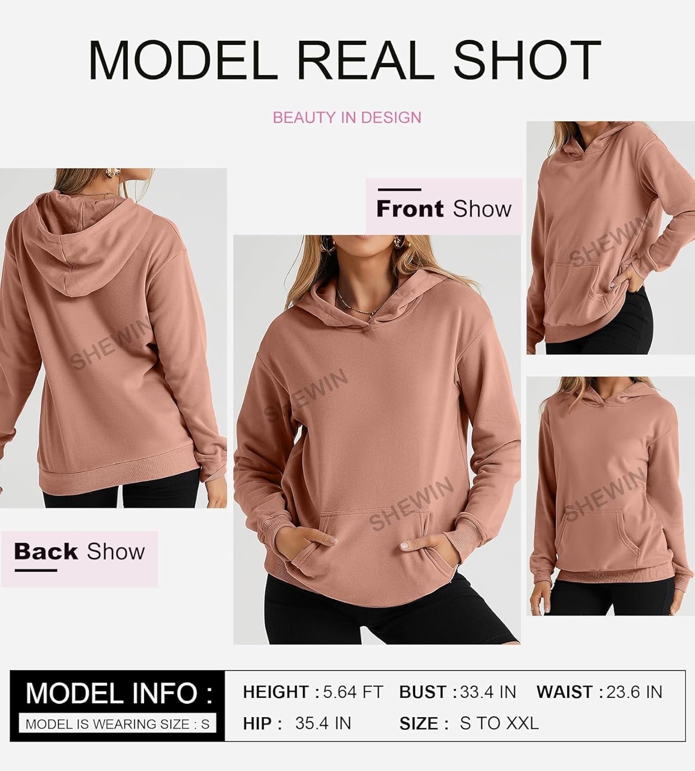 Womens Casual Hoodies Long Sleeve Solid Lightweight Pullover Tops Loose Sweatshirt with Pocket