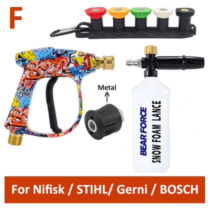 Pressure Washer Water Gun for Car Cleaning Hose Connector for Karcher Nilfisk Parkside Bosch Quick Connector Nozzles