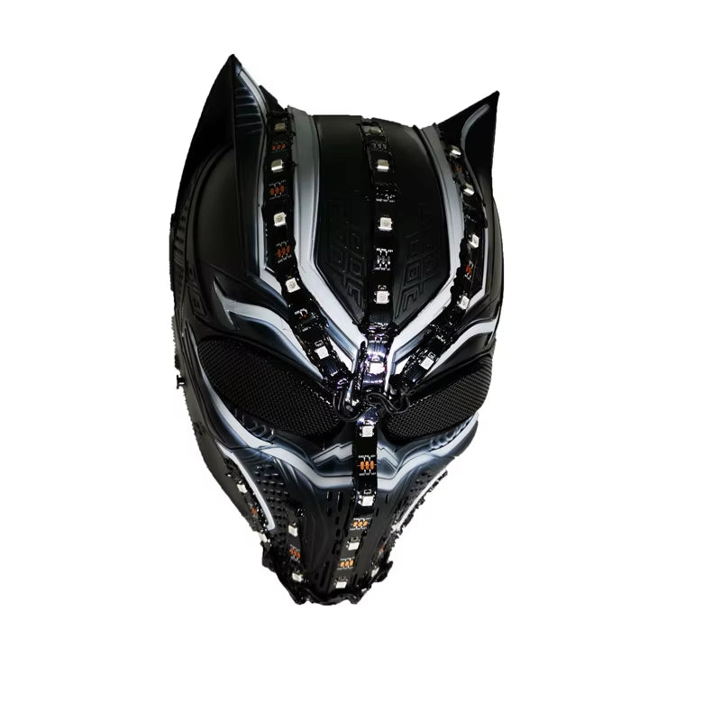 Europe and the United States Halloween LED Light Mask Black Panther Party Skull Mask Masquerade Party COS Performance Headgear