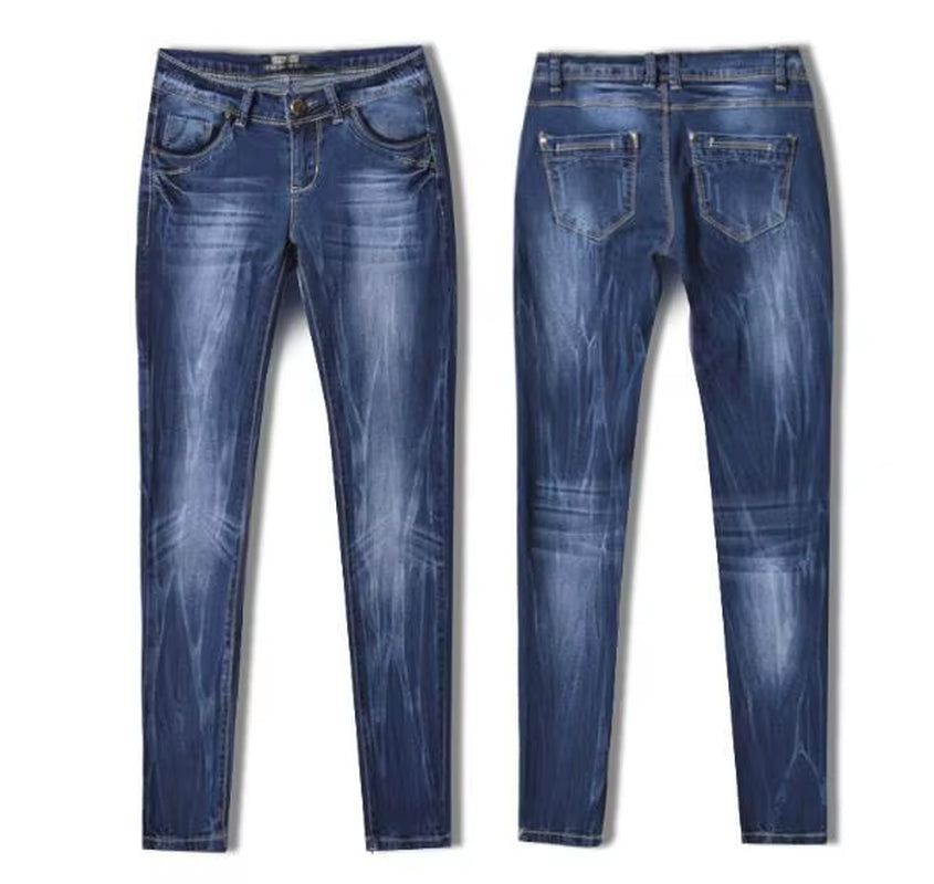 Women'S Tight Denim Pencil Pants, Low Waisted Jeans, Tied Dyeing Women Jeans