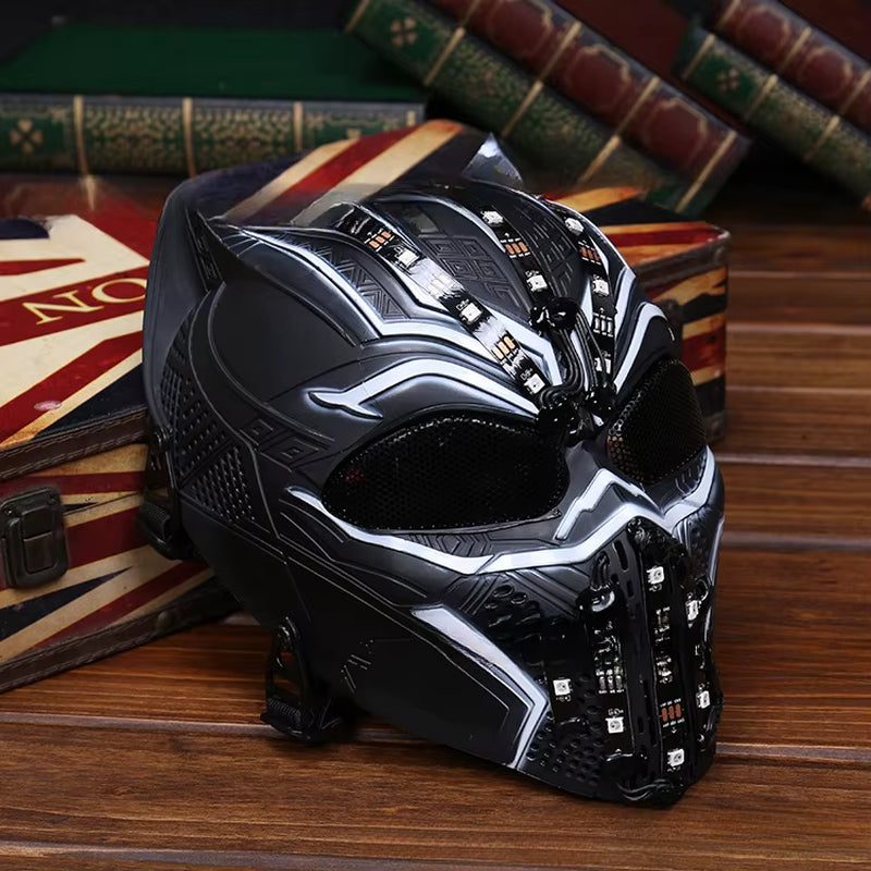 Europe and the United States Halloween LED Light Mask Black Panther Party Skull Mask Masquerade Party COS Performance Headgear