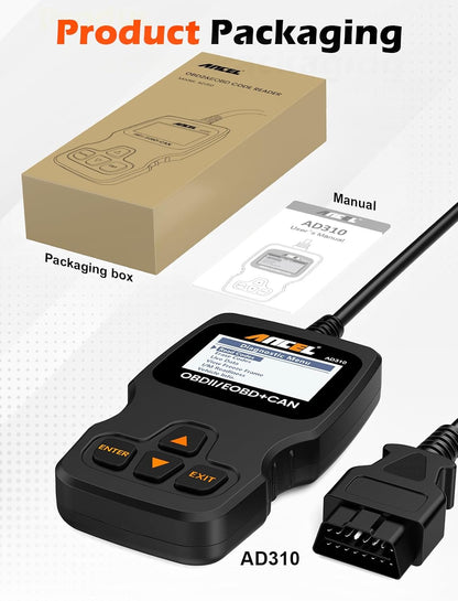 AD310 Classic Enhanced Universal OBD II Scanner Car Engine Fault Code Reader CAN Diagnostic Tool (Black)