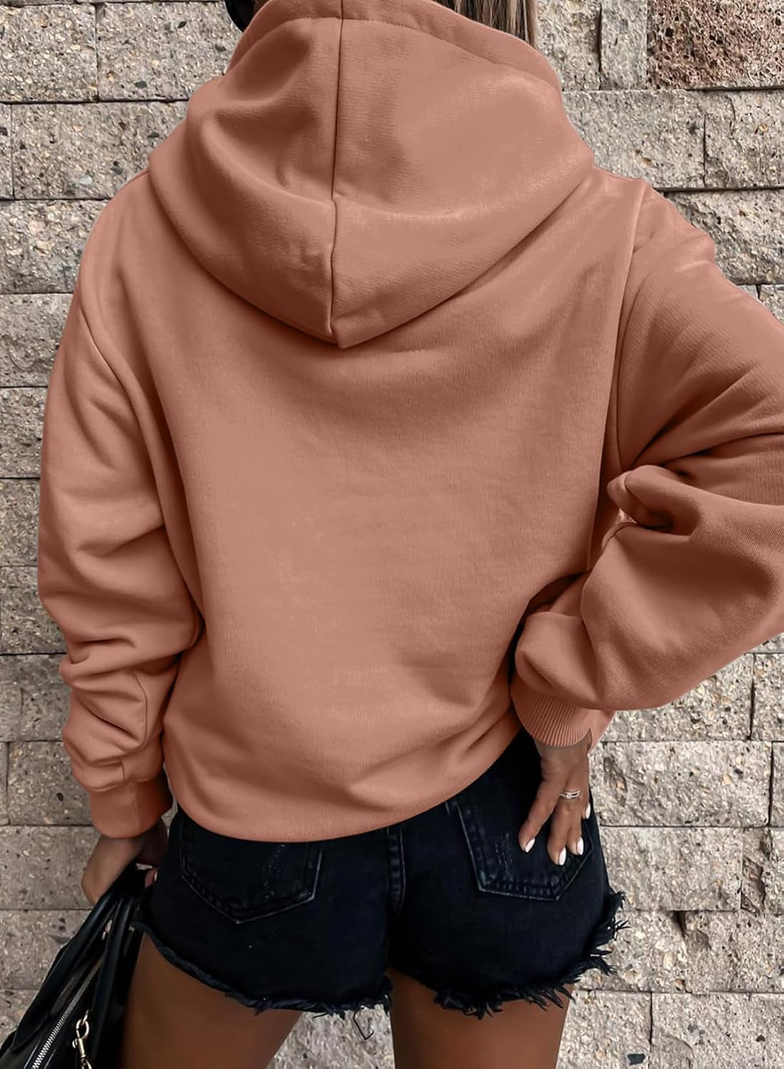 Womens Casual Hoodies Long Sleeve Solid Lightweight Pullover Tops Loose Sweatshirt with Pocket