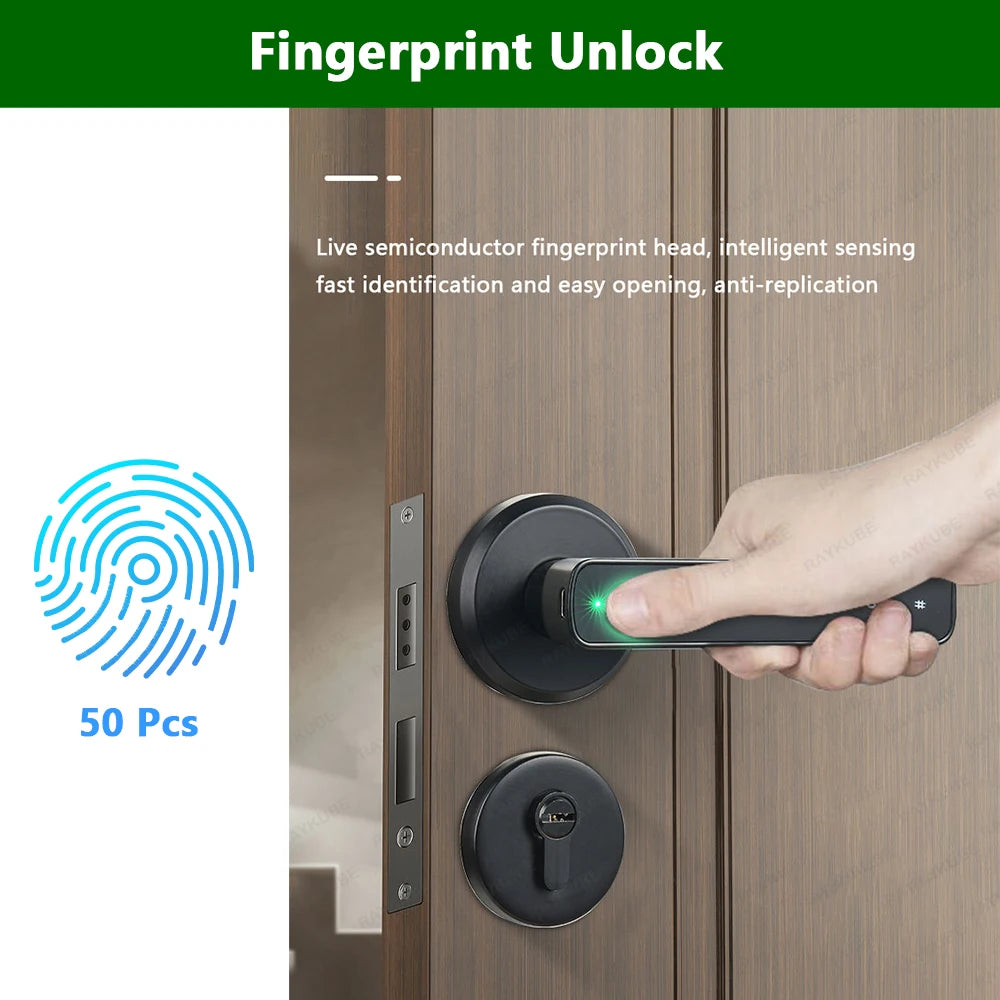 M3 Tuya BLE Digital Fingerprint Door Lock Electronic Lock with 60/70Mm Latch Keys Smartlife/Tuya APP Remote Unlock