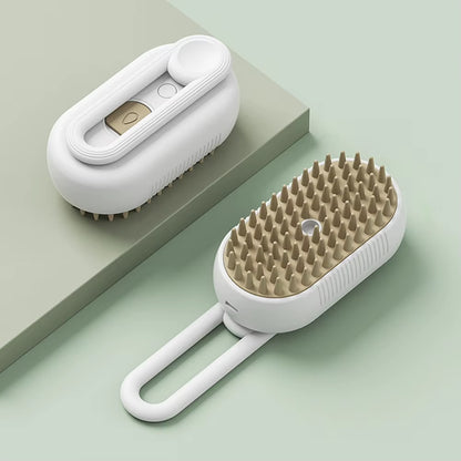 TEC010 - Pet Steam Brush: USB Rechargeable, 3-in-1 Grooming for Short & Long Hair