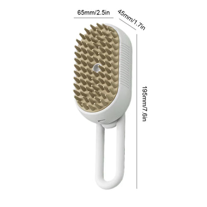 TEC010 - Pet Steam Brush: USB Rechargeable, 3-in-1 Grooming for Short & Long Hair