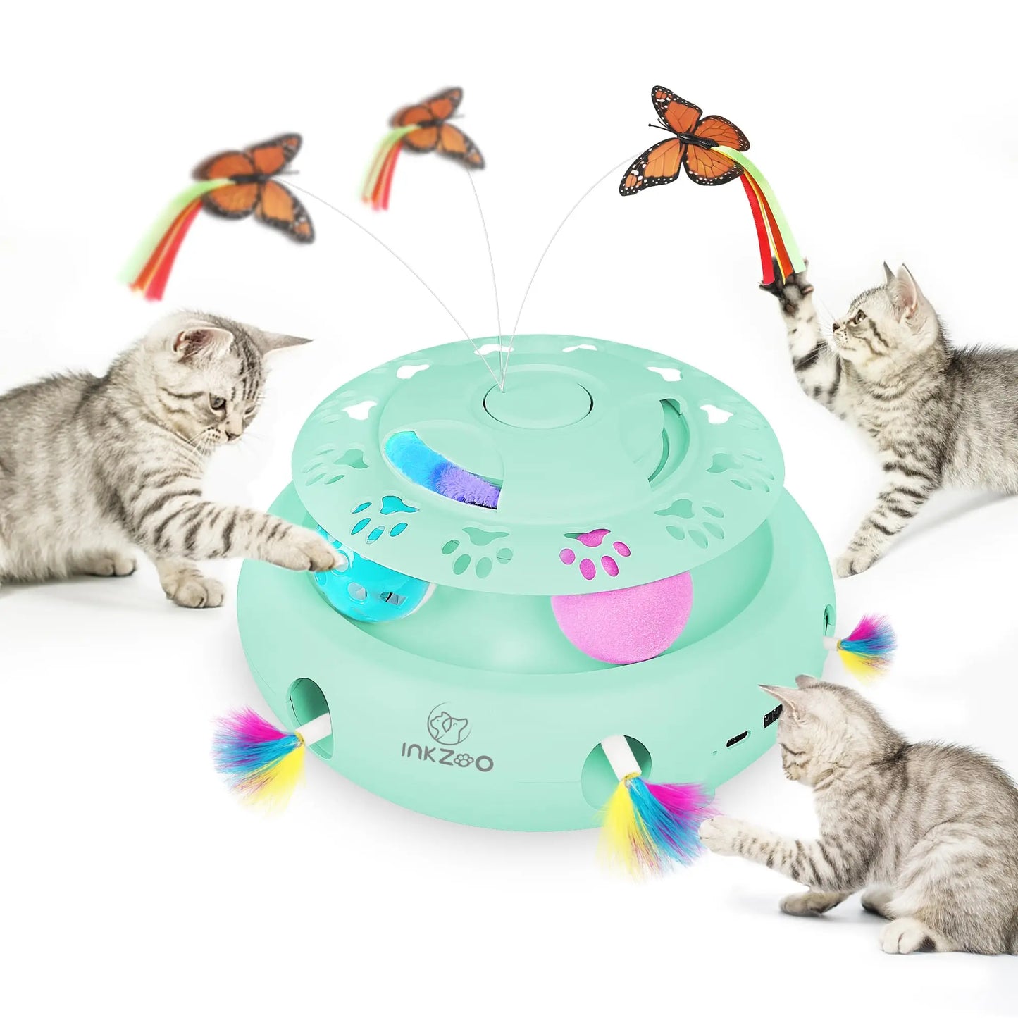 INKZOO Cat Toys, Interactive Cat Toys for Indoor Cats, Smart Interactive Kitten Toy, Automatic 7 Holes Mice Whack-A-Mole