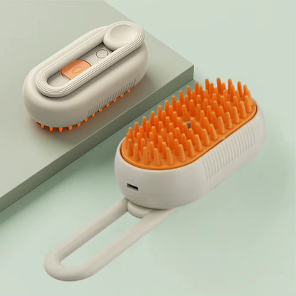 TEC010 - Pet Steam Brush: USB Rechargeable, 3-in-1 Grooming for Short & Long Hair