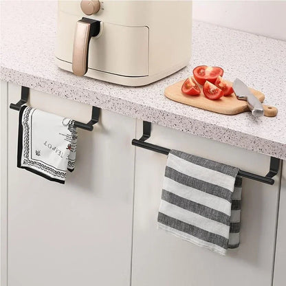 Towel Rod Steel Metal Wire Over Cabinet Towel Rack Storage Organizer Bathroom Door Hanging Towel Rack Punch-free Rag Hanger