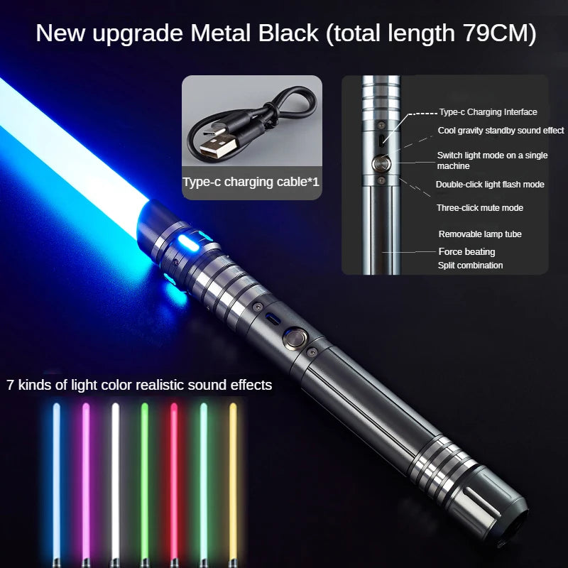 Lightsaber Metal Laser Sword Toys RGB Light Saber 7 Color Change Kids Soundfonts Force FX FOC Blaster Toys Jedi Laser Sword Gift