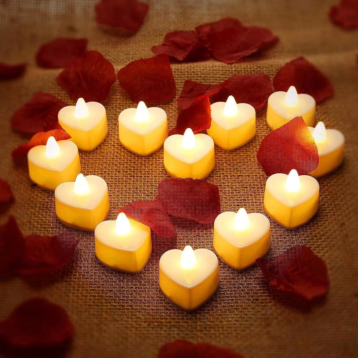 24pcs Heart Shape LED Flameless Tealight Candles Decorations  For Romantic Night Valentine's Day  Wedding Anniversary Or Table D