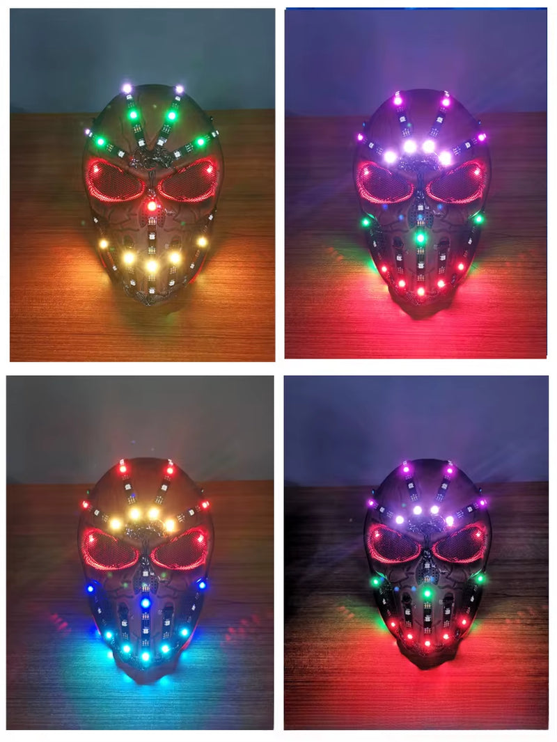 Europe and the United States Halloween LED Light Mask Black Panther Party Skull Mask Masquerade Party COS Performance Headgear