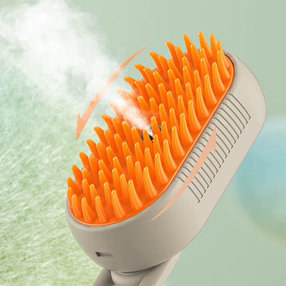 TEC010 - Pet Steam Brush: USB Rechargeable, 3-in-1 Grooming for Short & Long Hair