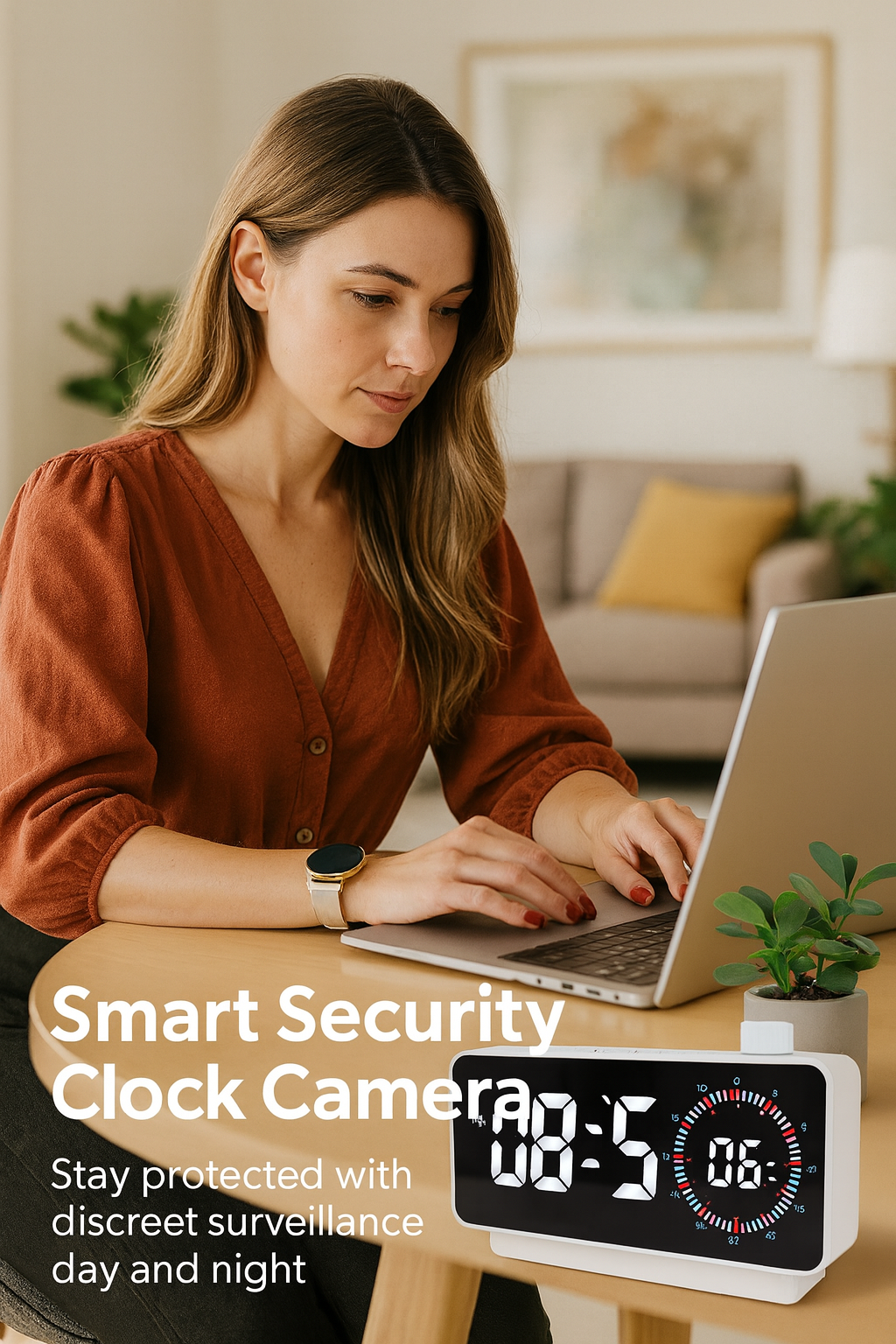 Women smart security clock camera 1080P HD