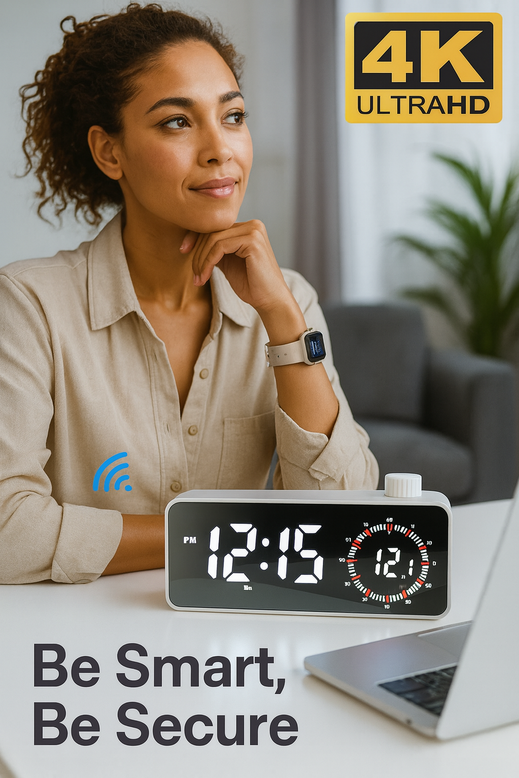 Women smart security clock camera 1080P HD