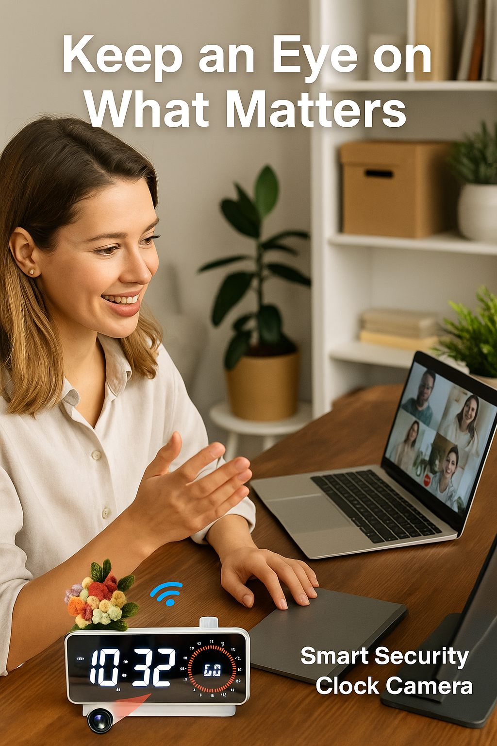 Women smart security clock camera 1080P HD