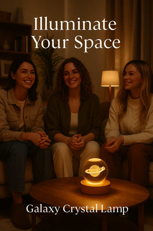 Women 3D galaxy crystal ball lamp LED wooden