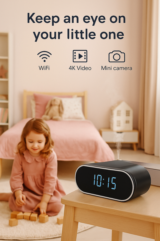 Mini WiFi clock camera 4K hidden