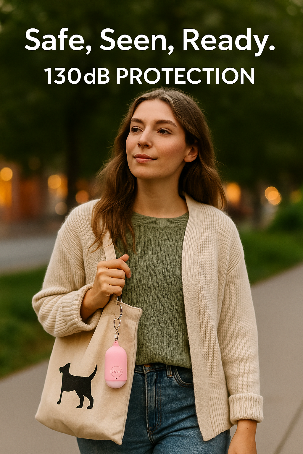 Women personal safety alarm 130dB keychain pink