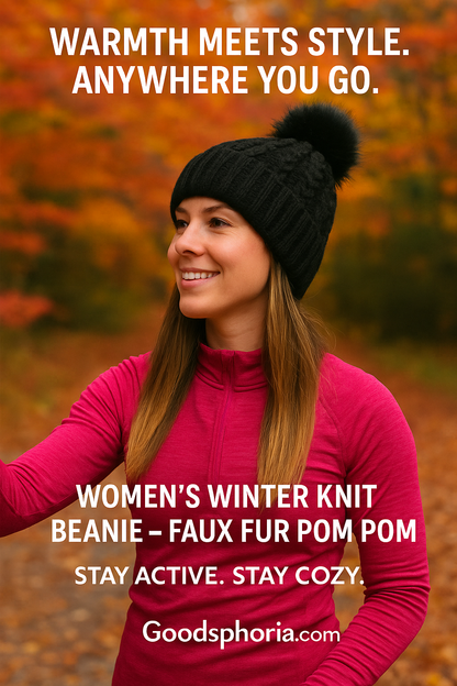 Luxury Knit Beanie with Faux Fur Pom Pom