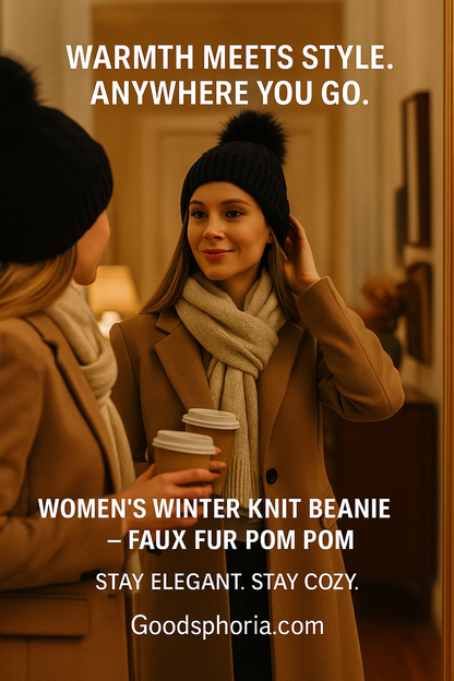 Luxury Knit Beanie with Faux Fur Pom Pom