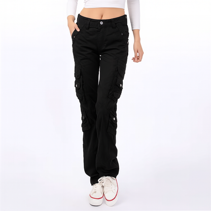 Black harem style cargo pants - back view