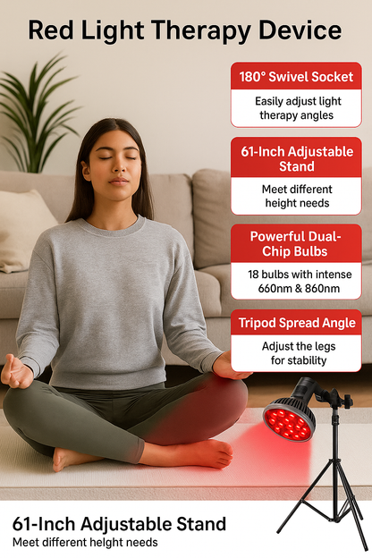 Red Light Therapy Lamp 660nm & 850nm - 54W LED Infrared Light with Adjustable Floor Stand