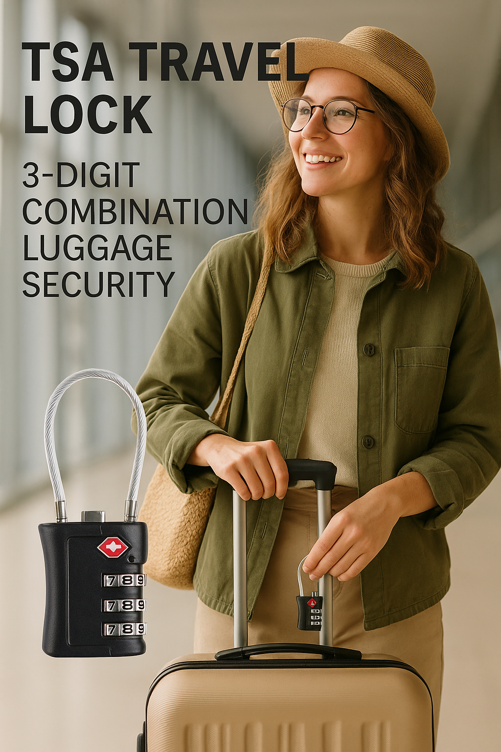TSA-compliant luggage lock allowing security inspection without damage