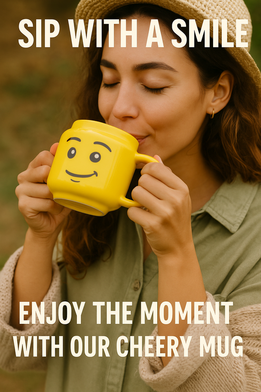 Cartoon ceramic mug with smile design - eco-friendly 250ml - GOODSPHORIA