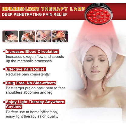 E27 LED Red 54W Light Therapy Lamp 660nm&850nm Infrared Bulb with Floor Stand for Skin Care Pain Relief 360° Adjustable