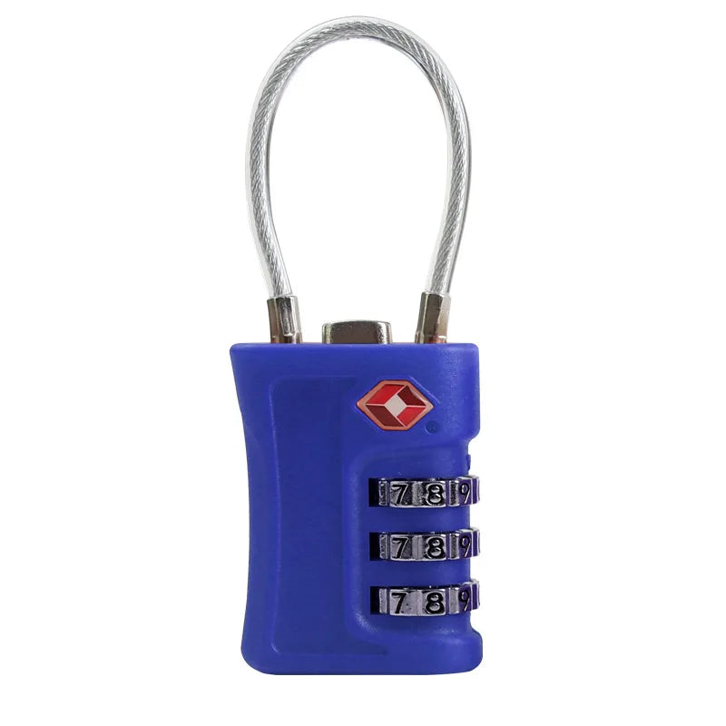 TSA-approved combination locks available in multiple colors for luggage identification