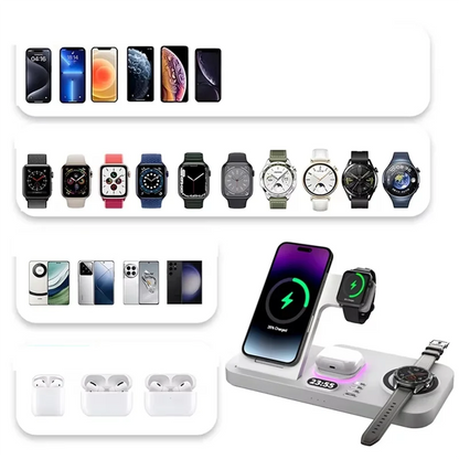 B50B-30W Digital Clock Wireless Charger RGB Night Light Fast Charging Station For Smartphone  Pro  Watch Stand