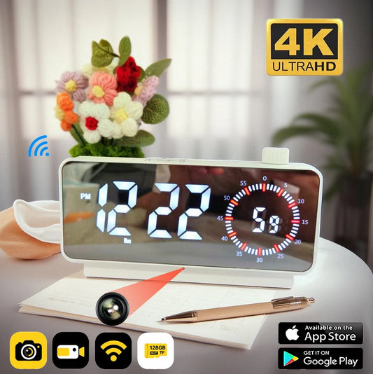 NBCG-HOM035 - 1080P HD Clock Camera Motion Detection Alarm Timer Type-C/WiFi 2.4G Real-Time Loop Recording for Home&Office Security