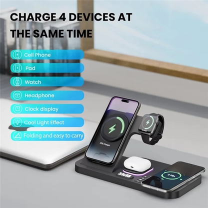 B50B-30W Digital Clock Wireless Charger RGB Night Light Fast Charging Station For Smartphone  Pro  Watch Stand