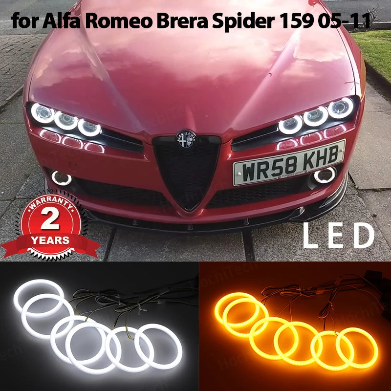 Switchback Super Bright Day Light Dual Color DRL Cotton LED Angel Eyes Rings Kit for Alfa Romeo Brera Spider 159 2005-2011