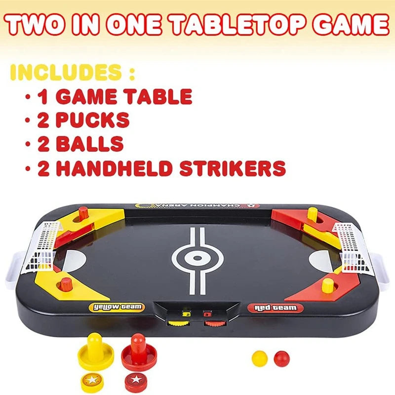 2 in 1 Mini Hockey Soccer Game Arcade Style Ice Hockey Table Play Soccer and Hockey Table Game