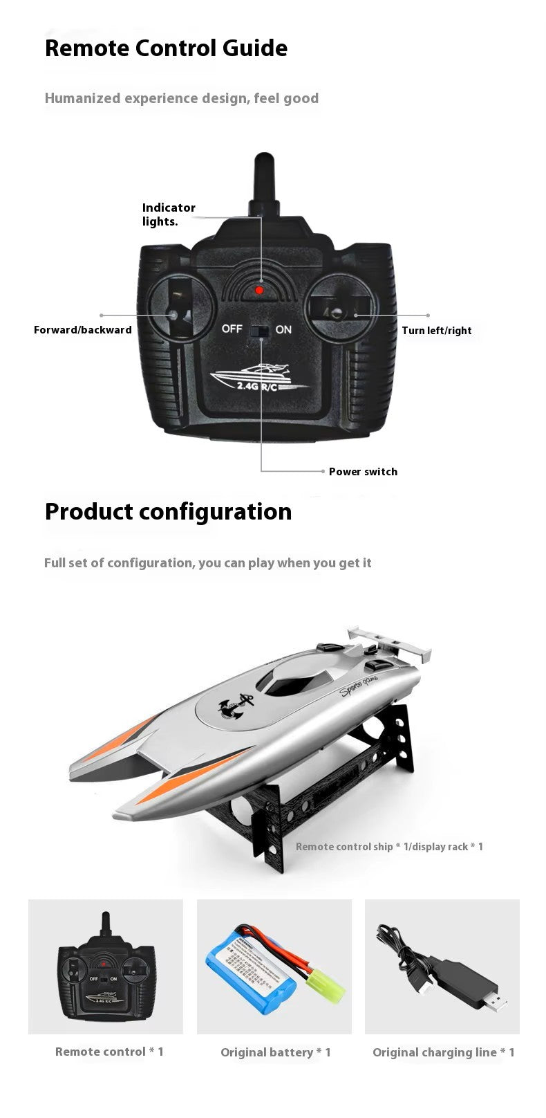 RC003 - Bateau à moteur double étanche à grande vitesse, bateau à moteur de compétition, télécommande électrique à fréquence 2,4 G, modèle de structure de bunker, jouet